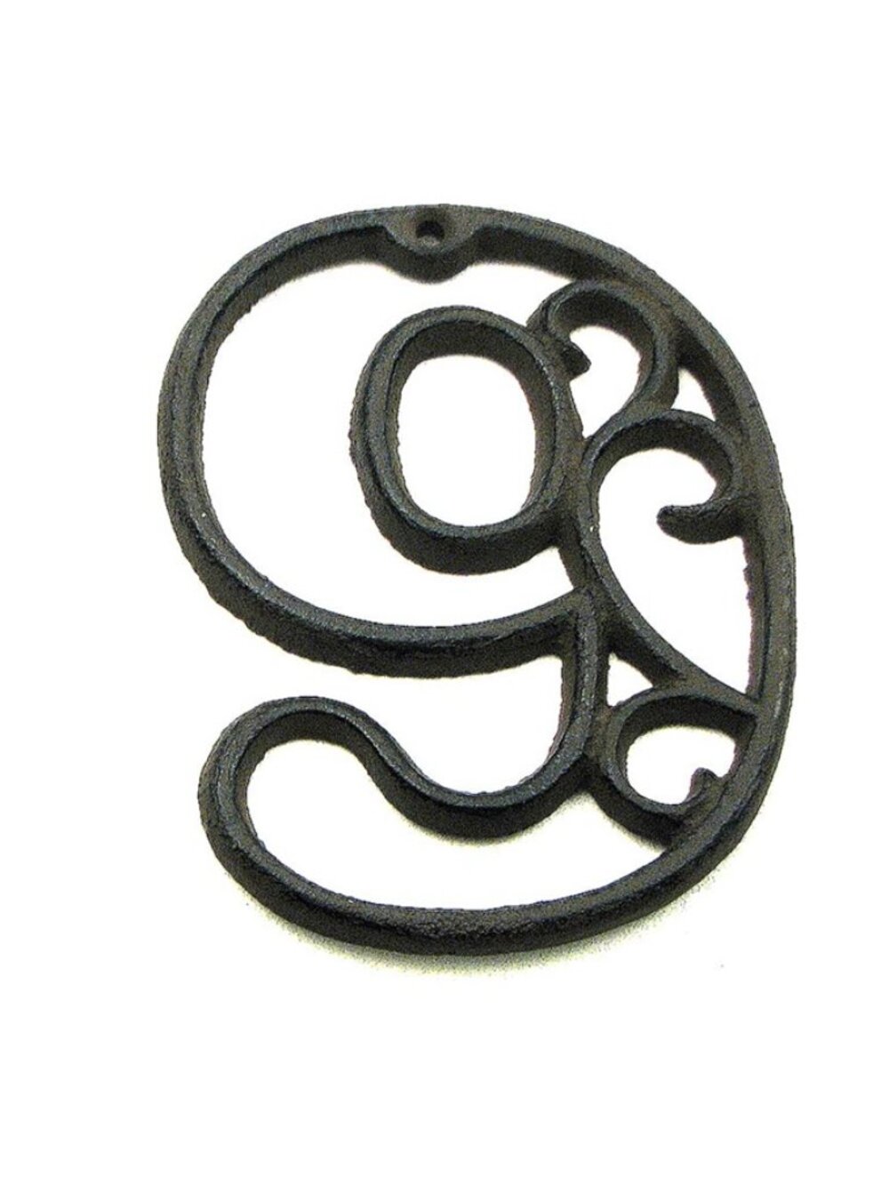 "9" (Nine) House Address Number Ornate Cast Iron Filigree 4 5/8" tall 0558-9